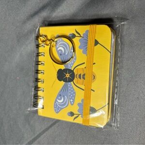 New Yellow Bee Spiral Pocket Notebook with Keyring